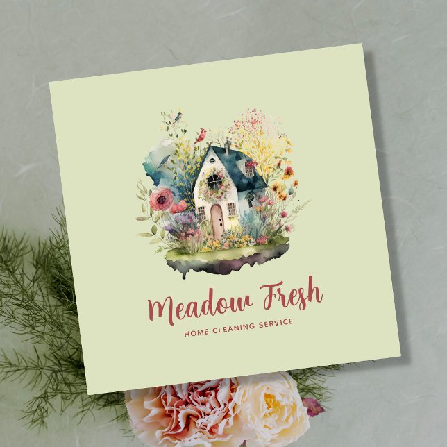 Cartão De Visita Quadrado Serviço de Limpeza de Casa Fácil (Criador carregado)