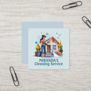 Cartão De Visita Quadrado Serviço de Limpeza de Casa Moderna Serviço de Limp
