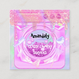 Cartão De Visita Quadrado Serviço de Limpeza de Lavagem de Lavagem de Lavag