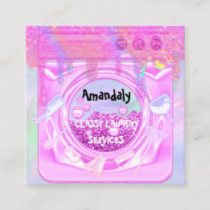 Cartão De Visita Quadrado Serviço de Limpeza de Lavagem de Secagem Holográ