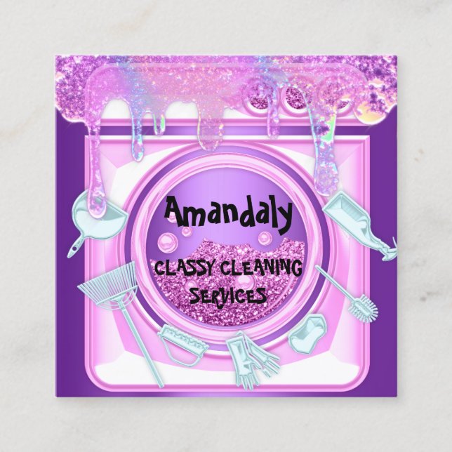 Cartão De Visita Quadrado Serviço de Limpeza de Unidades de Inicialização QR (Frente)