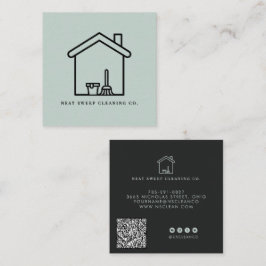 Cartão De Visita Quadrado Serviço de Limpeza Minimalista CÓDIGO QR Marcação 