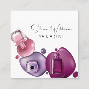 Cartão De Visita Quadrado Serviço de Salão de Beleza do Artista Polonês