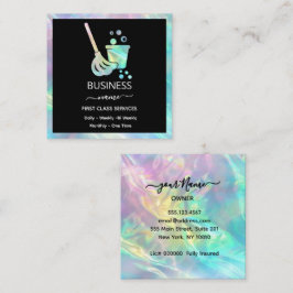 Cartão De Visita Quadrado Serviço Holográfico de Limpeza do OFFICE