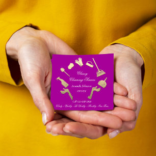 Cartão De Visita Quadrado Serviços de limpeza clássica Logotipo Dourado Maid