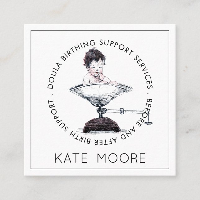 Cartão De Visita Quadrado Serviços de Nascimento da Mulher do Doula Médio (Frente)