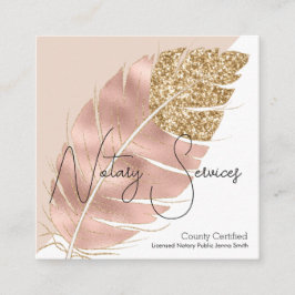 Cartão De Visita Quadrado Serviços de Notário Pink Gold Glitter Chic