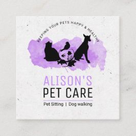 Cartão De Visita Quadrado Serviços de Pet Care / Serviços de instalação / co