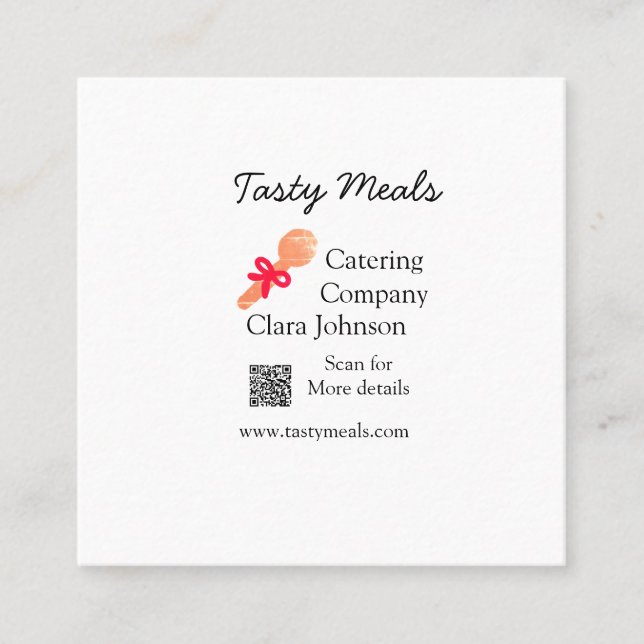 Cartão De Visita Quadrado Serviços de restauração adiciona nome código QR ba (Frente)