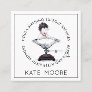 Cartão De Visita Quadrado Serviços meados de do nascimento da esposa de