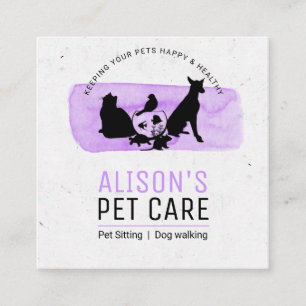 Cartão De Visita Quadrado Serviços Pet Care / Sitting Services / compro Pet