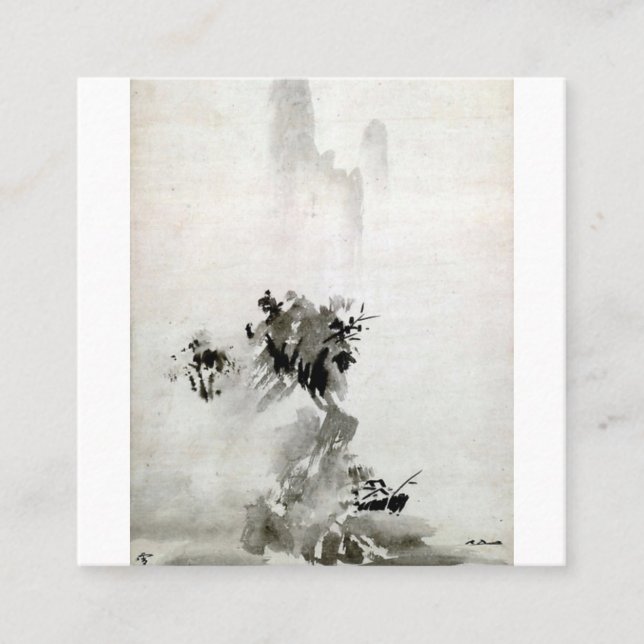 Cartão De Visita Quadrado Sesshu Toyo Haboku - Sansui Landscape (Frente)