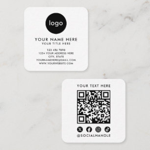 Cartão De Visita Quadrado Seu Logotipo Aqui Moderno Código QR Branco Scan Si