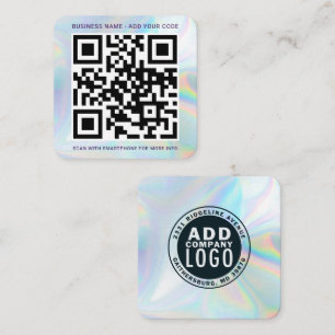 Cartão De Visita Quadrado Seu logotipo e código QR holográfico