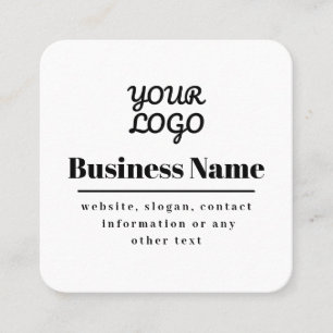 Cartão De Visita Quadrado Seu Logotipo Retro-Moderno Branco & Preto