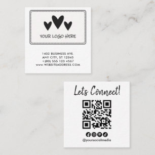 Cartão De Visita Quadrado Seu Logotipo Vamos Conectar Código QR
