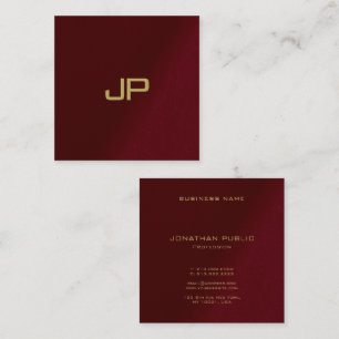 Cartão De Visita Quadrado Seu Monograma Dourado Elegante de Texto Personaliz