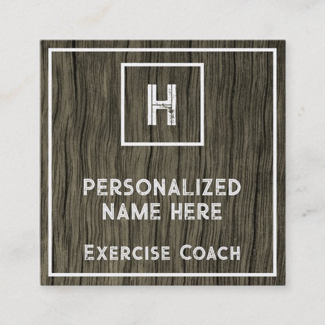 Cartão De Visita Quadrado Shabby Chic & Rustic Exercise Coach Business Card (Frente)