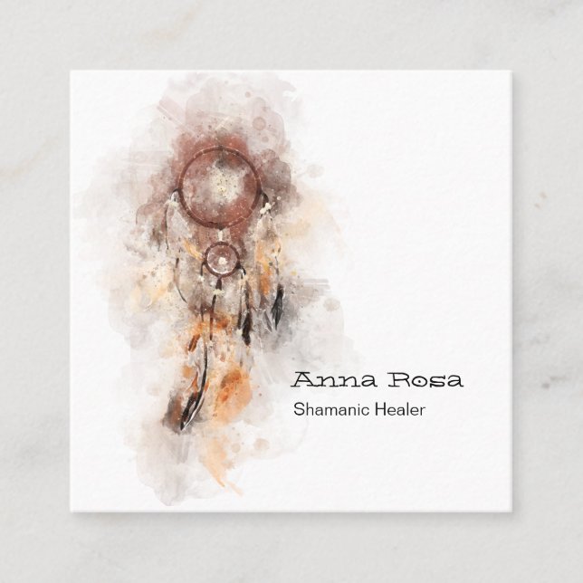 Cartão De Visita Quadrado *~* Shaman do Sonho Shamanic Sagrado Tribal (Frente)