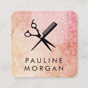 Cartão De Visita Quadrado Shear e Comb - Glitter Elegante