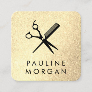 Cartão De Visita Quadrado Shear e Comb - Glitter Elegante