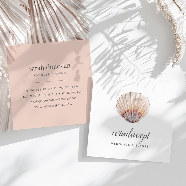 Cartão De Visita Quadrado Shell Blushing (Criador carregado)