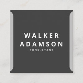 Cartão De Visita Quadrado Silver e Matar Preto Minimalista