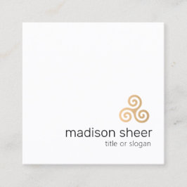 Cartão De Visita Quadrado Símbolo Celtic Triskele, Espiral Triplo Dourado