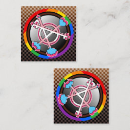 Cartão De Visita Quadrado Símbolo da Anarquia de Gênero, Emblema em Xadrez E