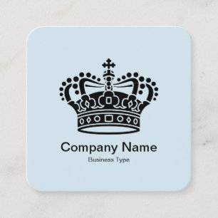 Cartão De Visita Quadrado Símbolo da Coroa - Preto no Azul Pálido