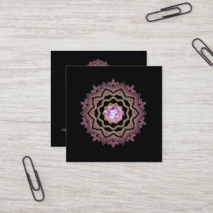 Cartão De Visita Quadrado Símbolo de Lotus Mandala Om para cicatrização de e