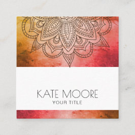 Cartão De Visita Quadrado Símbolo metálico da mandala holístico