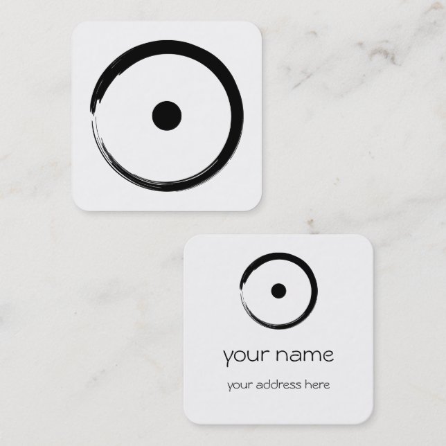 Cartão De Visita Quadrado Símbolo solar astrológico - Círculo Zen Budista 1 (Frente/Verso)