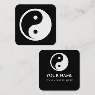 Cartão De Visita Quadrado Símbolo Yin Yang - tatuagem sólida design 2