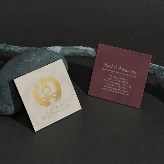 Cartão De Visita Quadrado Símbolo ZEN de Meditação Yoga Dourada branca (Criador carregado)
