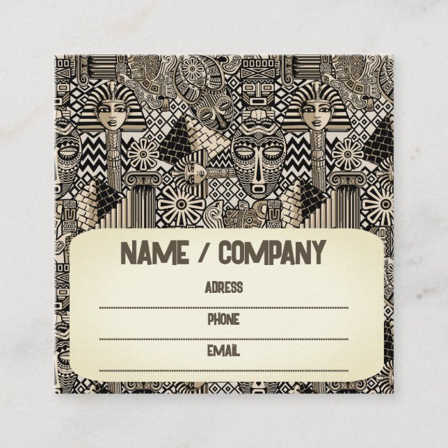Cartão De Visita Quadrado Símbolos Históricos Antigos Estilo de Tatuagem (Frente)