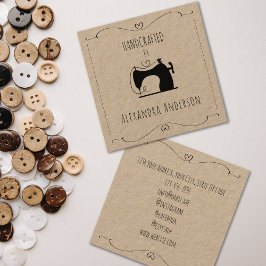 Cartão De Visita Quadrado Simple Kraft Vintage Sewing Machine Hand Craft