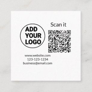 Cartão De Visita Quadrado Simple minimal q r code add logo scan code name we