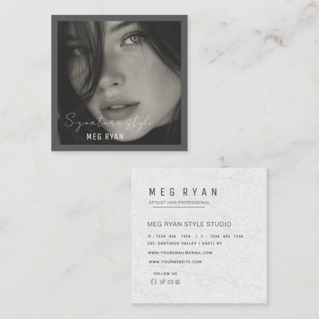 Cartão De Visita Quadrado  Simple Modern minimalist  Professional Photo  (Frente/Verso)