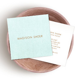 Cartão De Visita Quadrado Simples, Azul Turquesa Claro, Na moda Minimalista