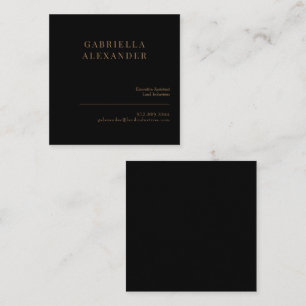 Cartão De Visita Quadrado Simples Classy Preto e Dourado Quadrado