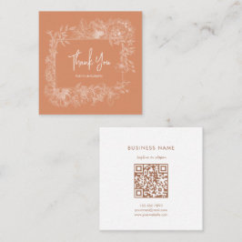 Cartão De Visita Quadrado Simples Floral Natural Terracotta Código QR Obriga