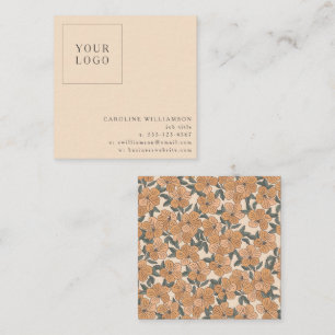 Cartão De Visita Quadrado Simples Logotipo Floral Boho Moderno Feminino