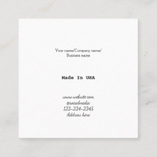 Cartão De Visita Quadrado simples minimal adicione seu logotipo/design aqui