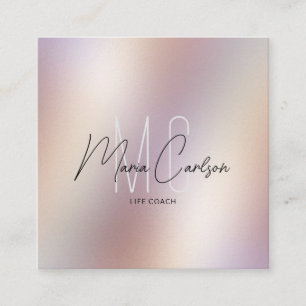 Cartão De Visita Quadrado Simples Monograma Profissional Moderno Metálico