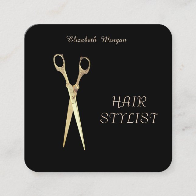 Cartão De Visita Quadrado Simples Na moda Elegante Moderno, Tesoura (Frente)