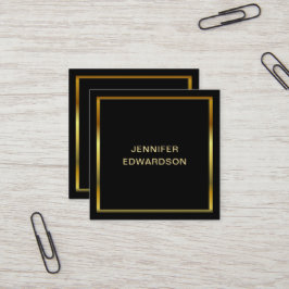 Cartão De Visita Quadrado Simples profissional de ouro negro minimalista mod