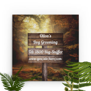 Cartão De Visita Quadrado Sinal de Floresta de outono