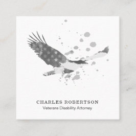 Cartão De Visita Quadrado ** Sinalizador Simples USA Águia Negra-Branca