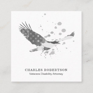 Cartão De Visita Quadrado ** Sinalizador Simples USA Águia Negra-Branca